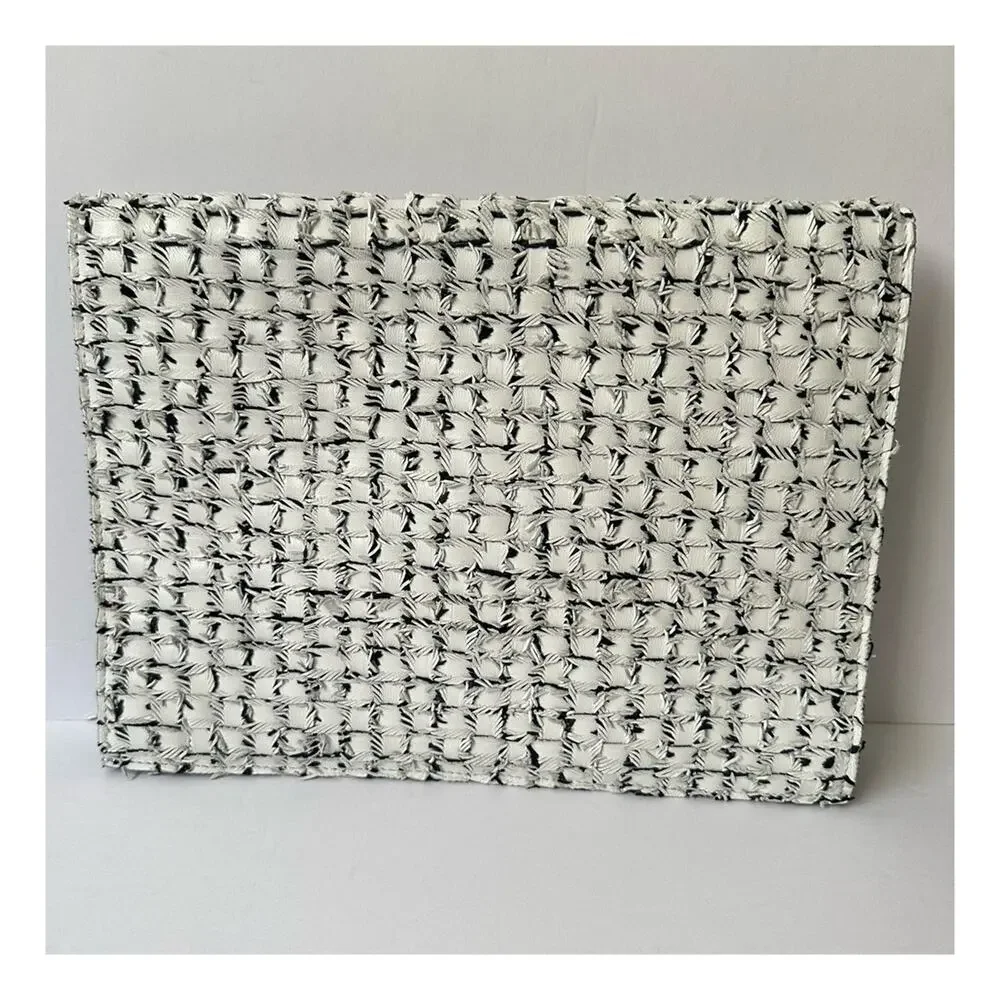 Proenza Schouler Woven Tweed Clutch Black & White Leather Authentic Celeb Style